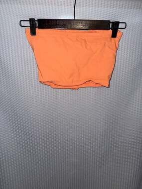 Blue Blush Orange Tie-Front Tube Top